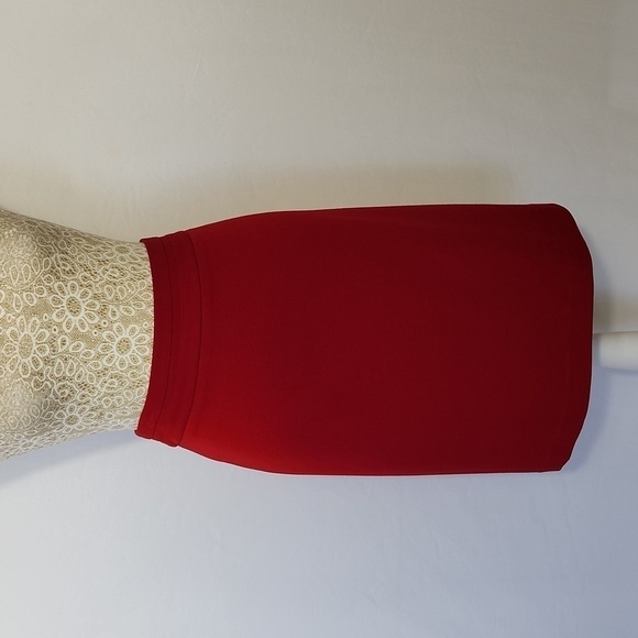 Talbots Dresses & Skirts - Talbots Women's Red Fabric Knit In Italy Rayon Blend Zip Back Skirt Size 8P